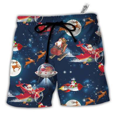 Christmas Astronaut Santa Claus - Beach Short - Owls Matrix LTD