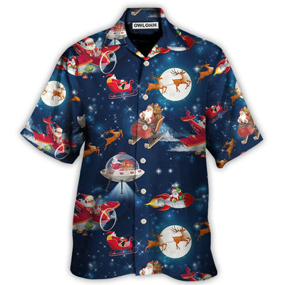Hawaiian Shirt / Adults / S Christmas Astronaut Santa Claus - Hawaiian Shirt - Owls Matrix LTD
