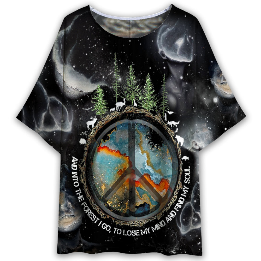 S Hippie Into The Forest I Go to Lose My Mind And Find My Soul - Women's T-shirt With Bat Sleeve - Owls Matrix LTD