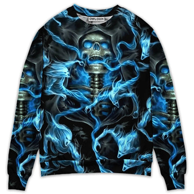 S Skull Black Ground Thunder - Sweater - Ugly Christmas Sweaters - Owls Matrix LTD