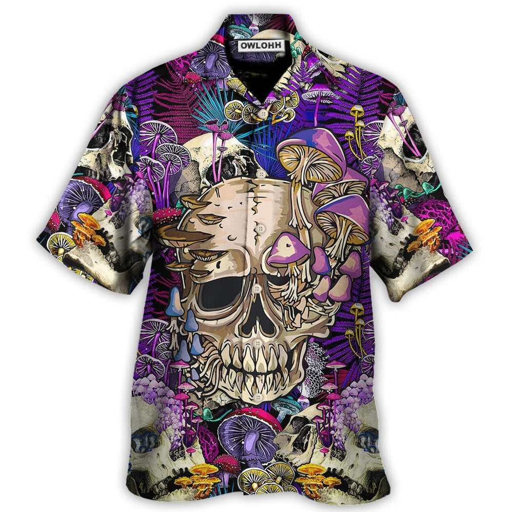 Hawaiian Shirt / Adults / S Mushroom Crazy Bright Magic Psychedelic Skull - Hawaiian Shirt - Owls Matrix LTD