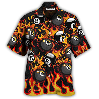Hawaiian Shirt / Adults / S Billiard Eight Ball Burning With Fire Flames - Hawaiian Shirt - Owls Matrix LTD