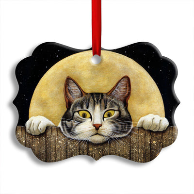 Pack 1 Christmas Cat With Moon Lover Cutie - Horizontal Ornament - Owls Matrix LTD