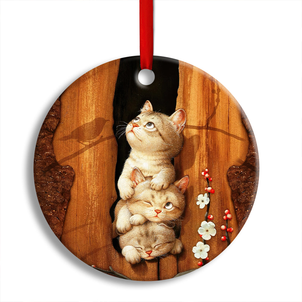 Pack 1 Cat Kitten Happy Life - Circle Ornament - Owls Matrix LTD