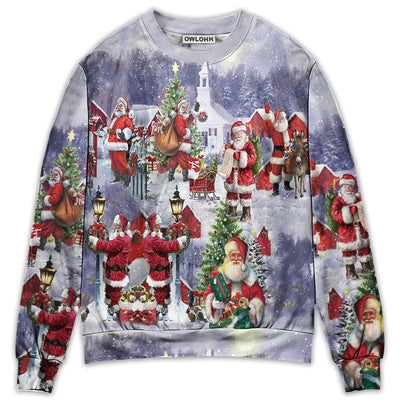Sweater / S Christmas Merry Xmas Santa Claus Is Coming - Sweater - Ugly Christmas Sweaters - Owls Matrix LTD