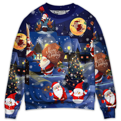 Sweater / S Christmas Love Santa And Gifts - Sweater - Ugly Christmas Sweaters - Owls Matrix LTD