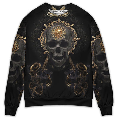 Sweater / S Skull Golden Skull True King Stay True Till Death - Sweater - Ugly Christmas Sweaters - Owls Matrix LTD