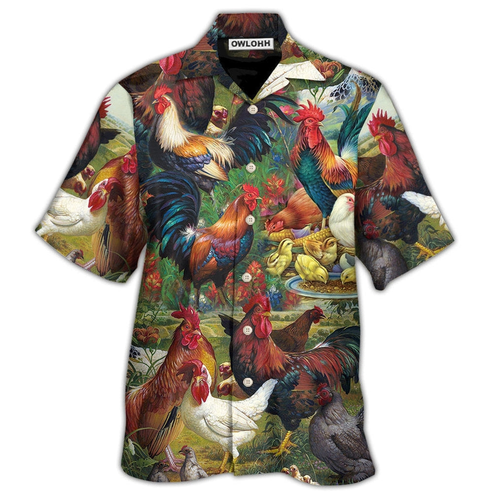 Hawaiian Shirt / Adults / S Chicken Lovers Retro Style Background - Hawaiian Shirt - Owls Matrix LTD