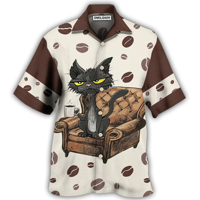 Hawaiian Shirt / Adults / S Coffee Black Cat My Coffee And I - Hawaiian Shirt - Owls Matrix LTD