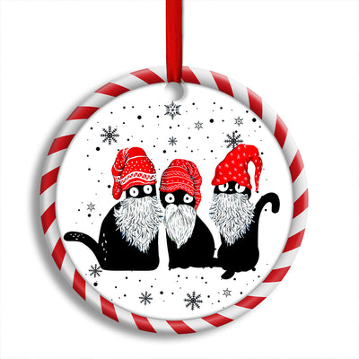 Pack 1 Christmas Cat Santa Hat Gomes - Circle Ornament - Owls Matrix LTD