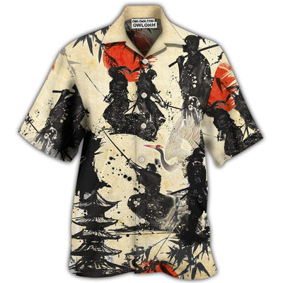 Hawaiian Shirt / Adults / S Samurai Mountain Sketch Art - Hawaiian Shirt - Owls Matrix LTD