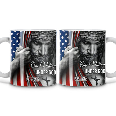 11OZ Jesus One Nation Under God American - Color-changed Mug - Owls Matrix LTD