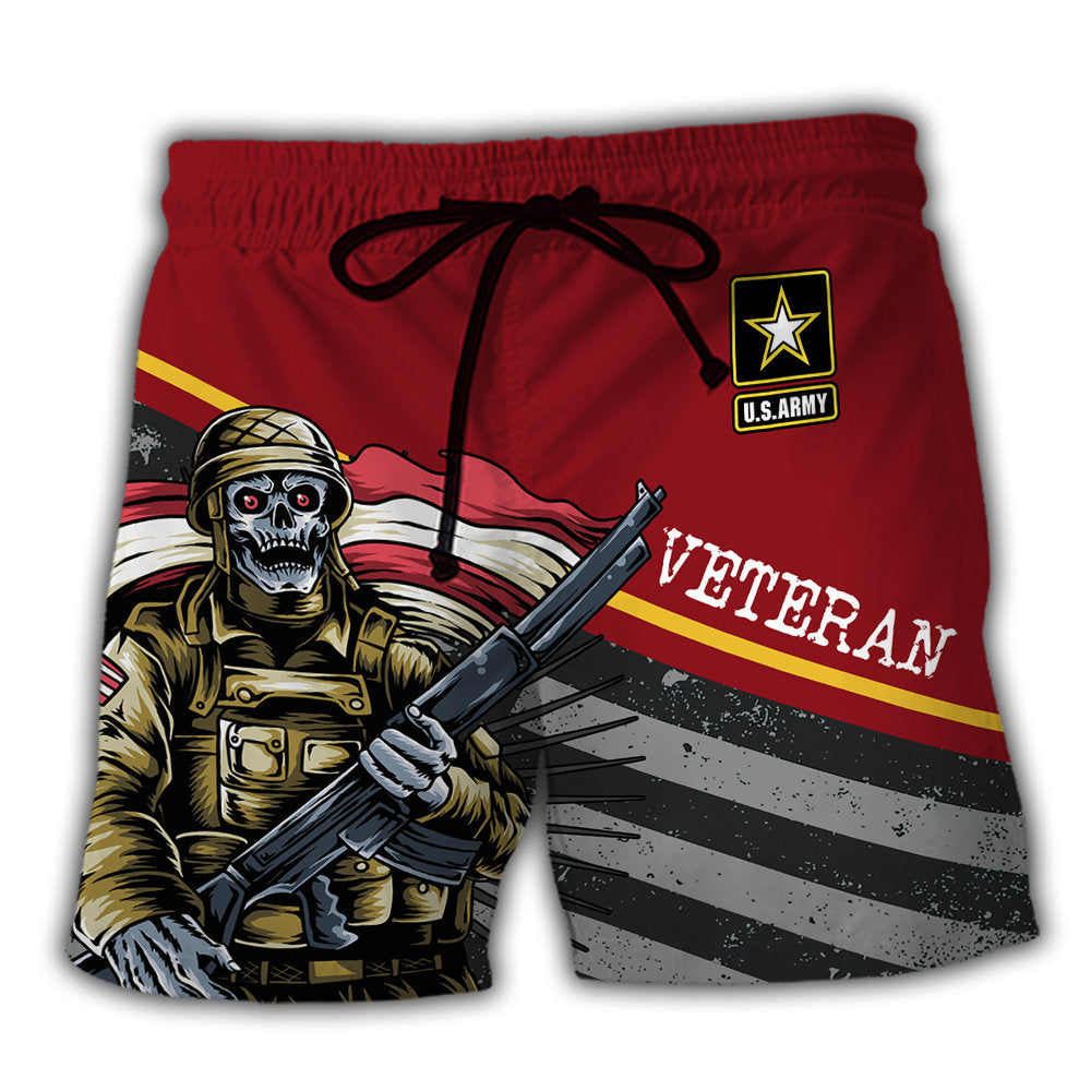Beach Short / Adults / S Veteran U.S Army I Am A Grumpy Veteran - Beach Short - Owls Matrix LTD