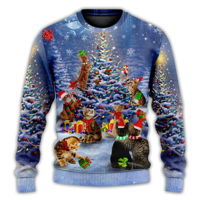 Christmas Sweater / S Christmas Cats Love Christmas Tree - Sweater - Ugly Christmas Sweaters - Owls Matrix LTD