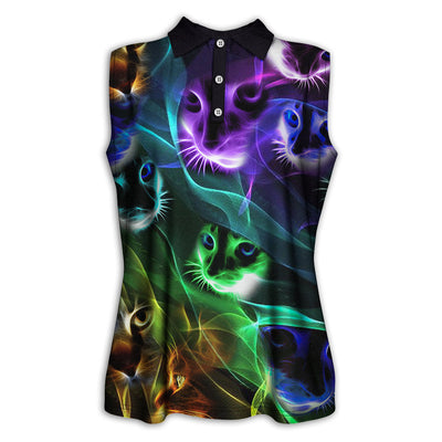 XS Cat Awesome Flash Neon Style - Women's Polo Shirt - Owls Matrix LTD