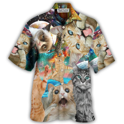 Hawaiian Shirt / Adults / S Cat Funny Amazing Galaxy - Hawaiian Shirt - Owls Matrix LTD