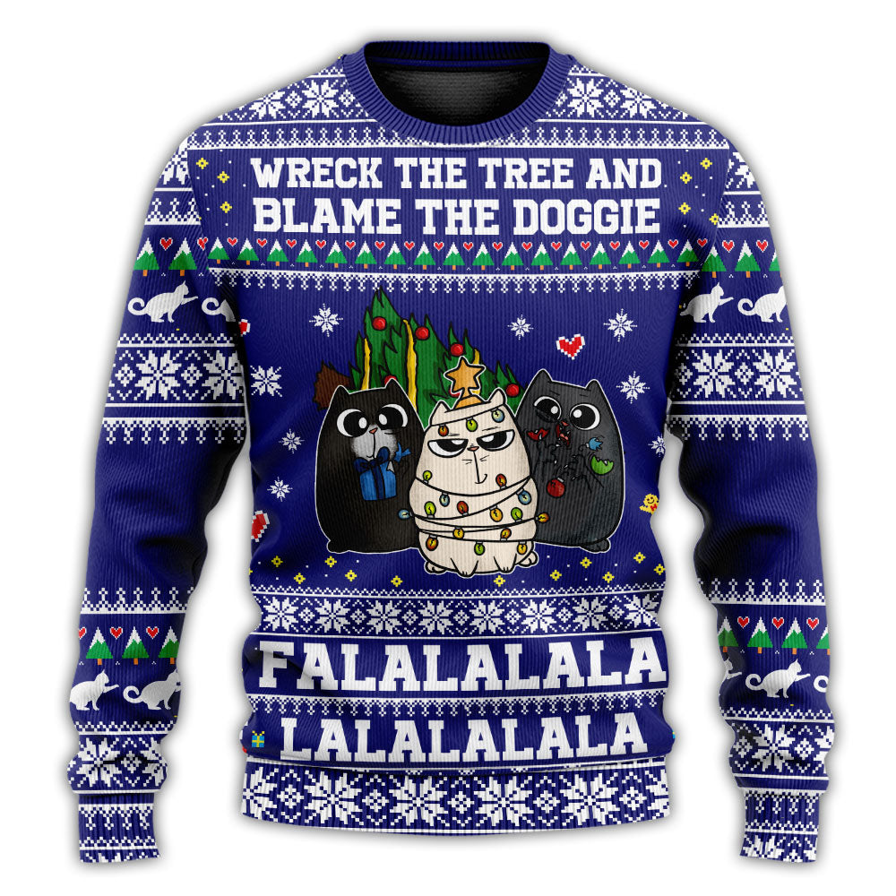 Christmas Sweater / S Cat Wreck The Tree Meowy Christmas Style - Sweater - Ugly Christmas Sweaters - Owls Matrix LTD