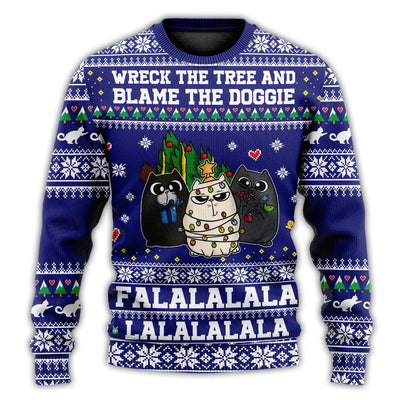 Christmas Sweater / S Cat Wreck The Tree Meowy Christmas Style - Sweater - Ugly Christmas Sweaters - Owls Matrix LTD