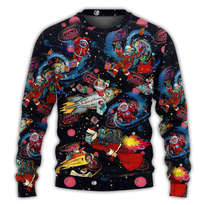 Christmas Sweater / S Chrismas Santa In The Space - Sweater - Ugly Christmas Sweaters - Owls Matrix LTD