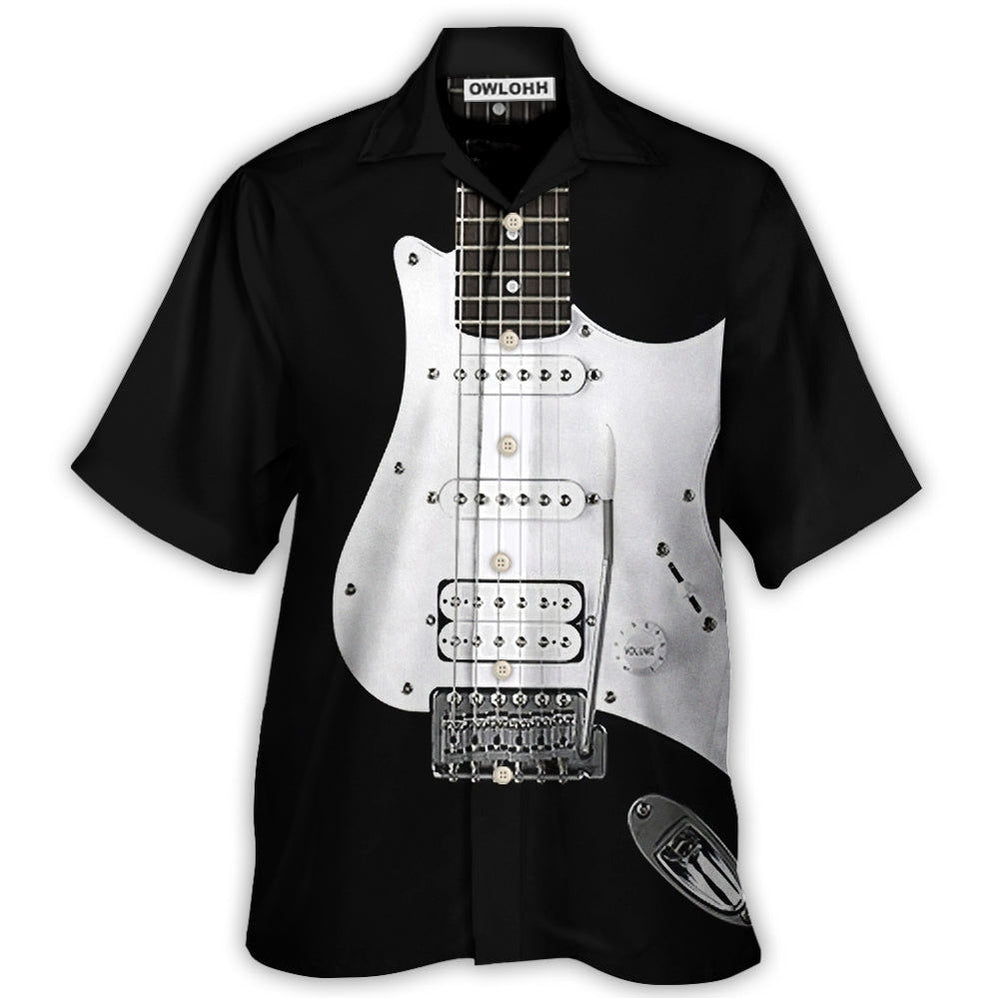Hawaiian Shirt / Adults / S Guitar Black Electric Guitar - Hawaiian Shirt - Owls Matrix LTD