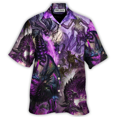 Hawaiian Shirt / Adults / S Dragon Purple Skull Monster Lightning Fight Art Style - Hawaiian Shirt - Owls Matrix LTD