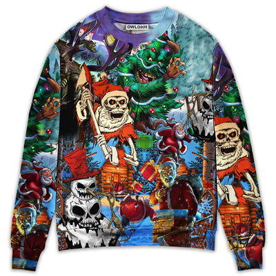 Sweater / S Christmas Skull And Christmas Scary - Sweater - Ugly Christmas Sweaters - Owls Matrix LTD