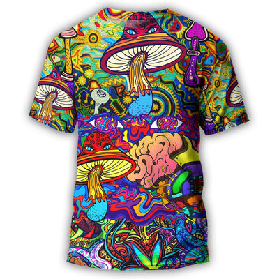 S Hippie Mushroom Colorful Lover - Round Neck T-shirt - Owls Matrix LTD