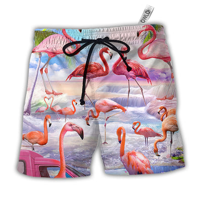 Beach Short / Adults / S Flamingo In The Paradise Cool Style - Beach Short - Owls Matrix LTD