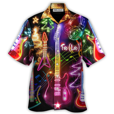 Hawaiian Shirt / Adults / S Christmas Guitar Tree Happy Glow Light Style - Hawaiian Shirt - Owls Matrix LTD