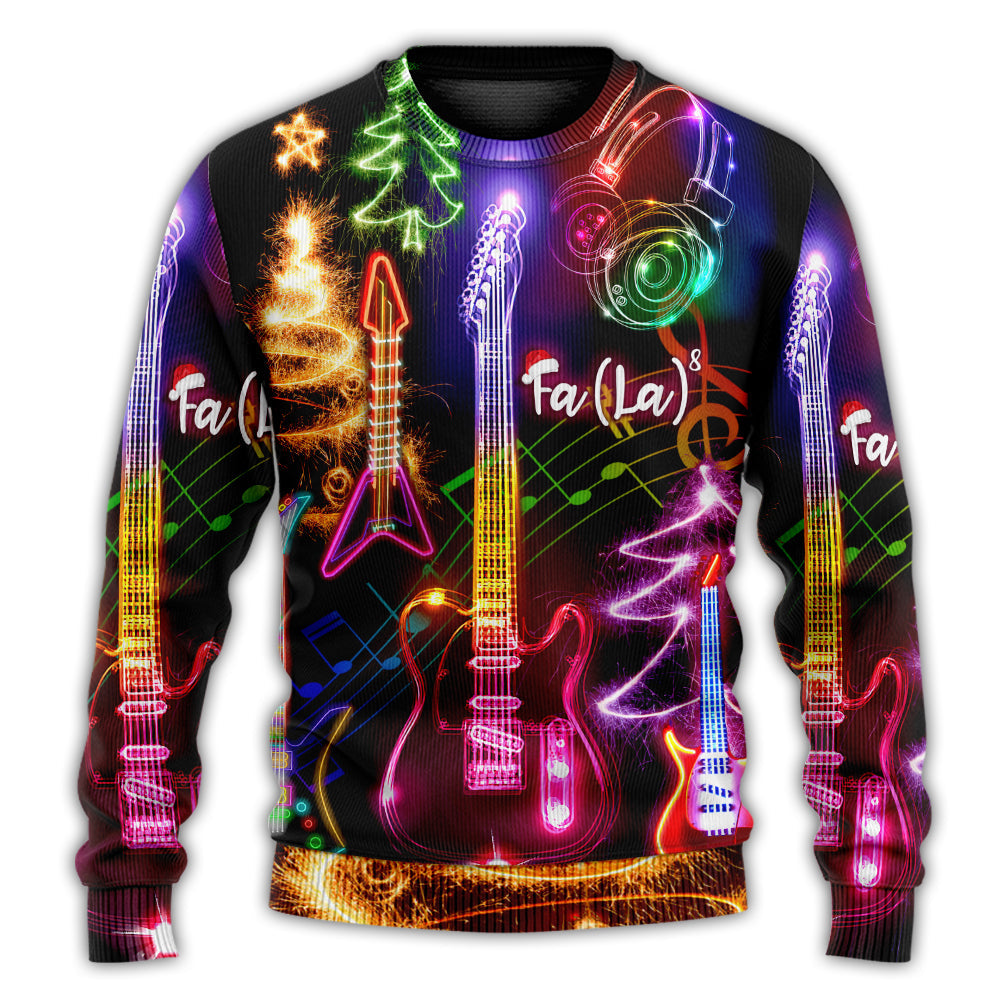 Christmas Sweater / S Christmas Guitar Tree Happy Glow Light Style - Sweater - Ugly Christmas Sweaters - Owls Matrix LTD