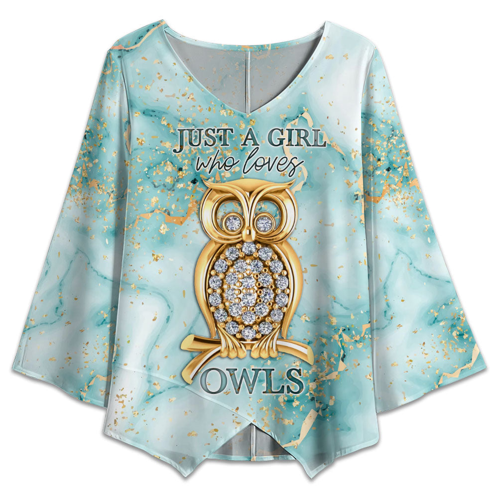 S Owl Jewelry Marble Style - V-neck T-shirt - Owls Matrix LTD