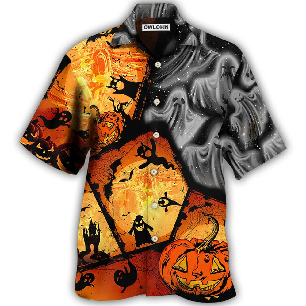Hawaiian Shirt / Adults / S Halloween Ghost Pumpkin Scary - Hawaiian Shirt - Owls Matrix LTD
