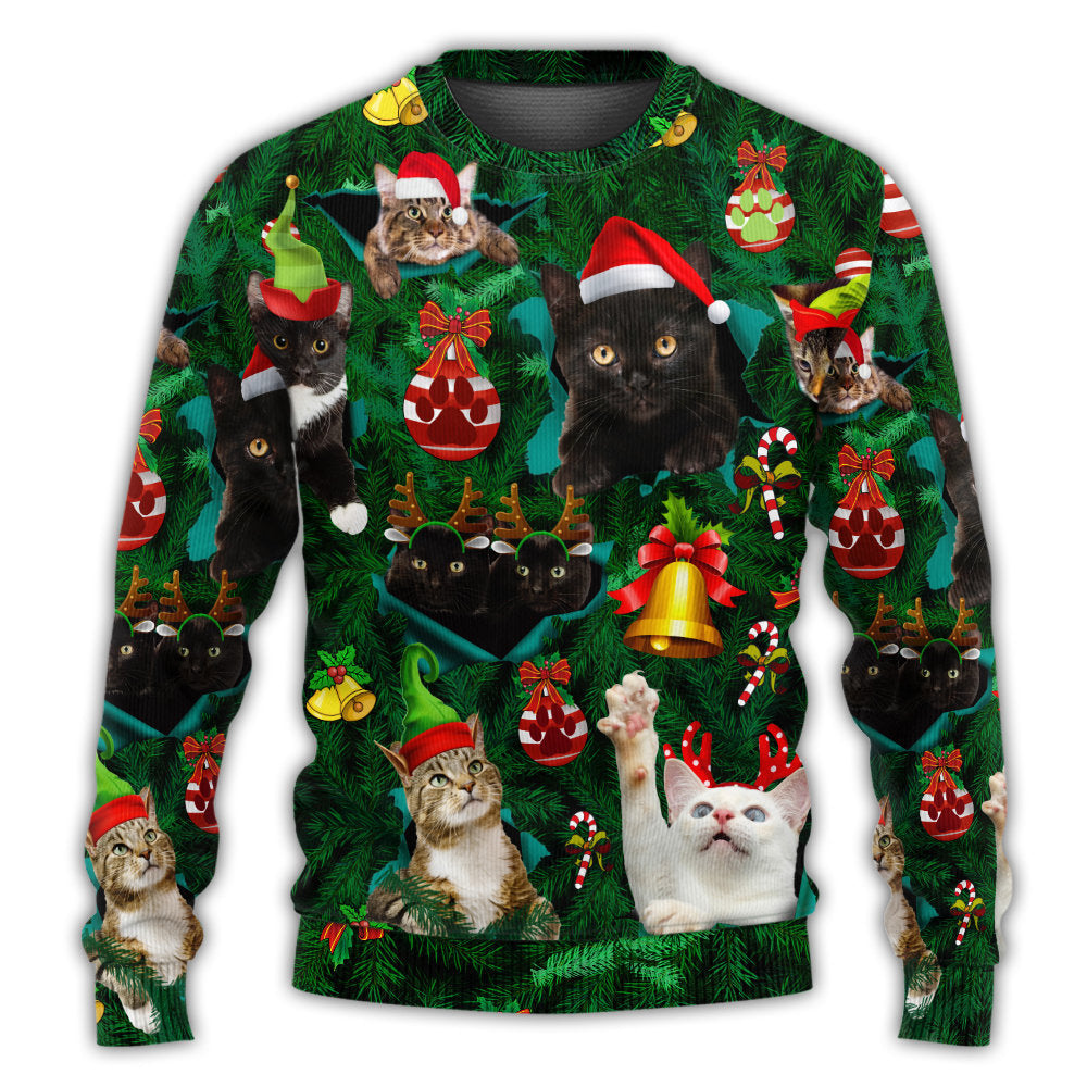 Christmas Sweater / S Christmas Cats Meowy Mas Christmas - Sweater - Ugly Christmas Sweaters - Owls Matrix LTD
