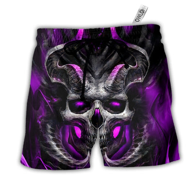 Beach Short / Adults / S Skull Dark Purple Fire Lighting - Beach Short - Owls Matrix LTD