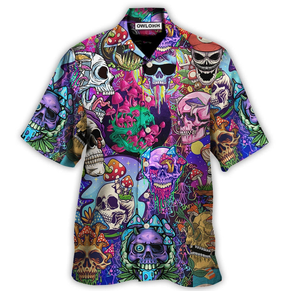 Hawaiian Shirt / Adults / S Hippie Mushroom And Skull Colorful Art - Hawaiian Shirt - Owls Matrix LTD