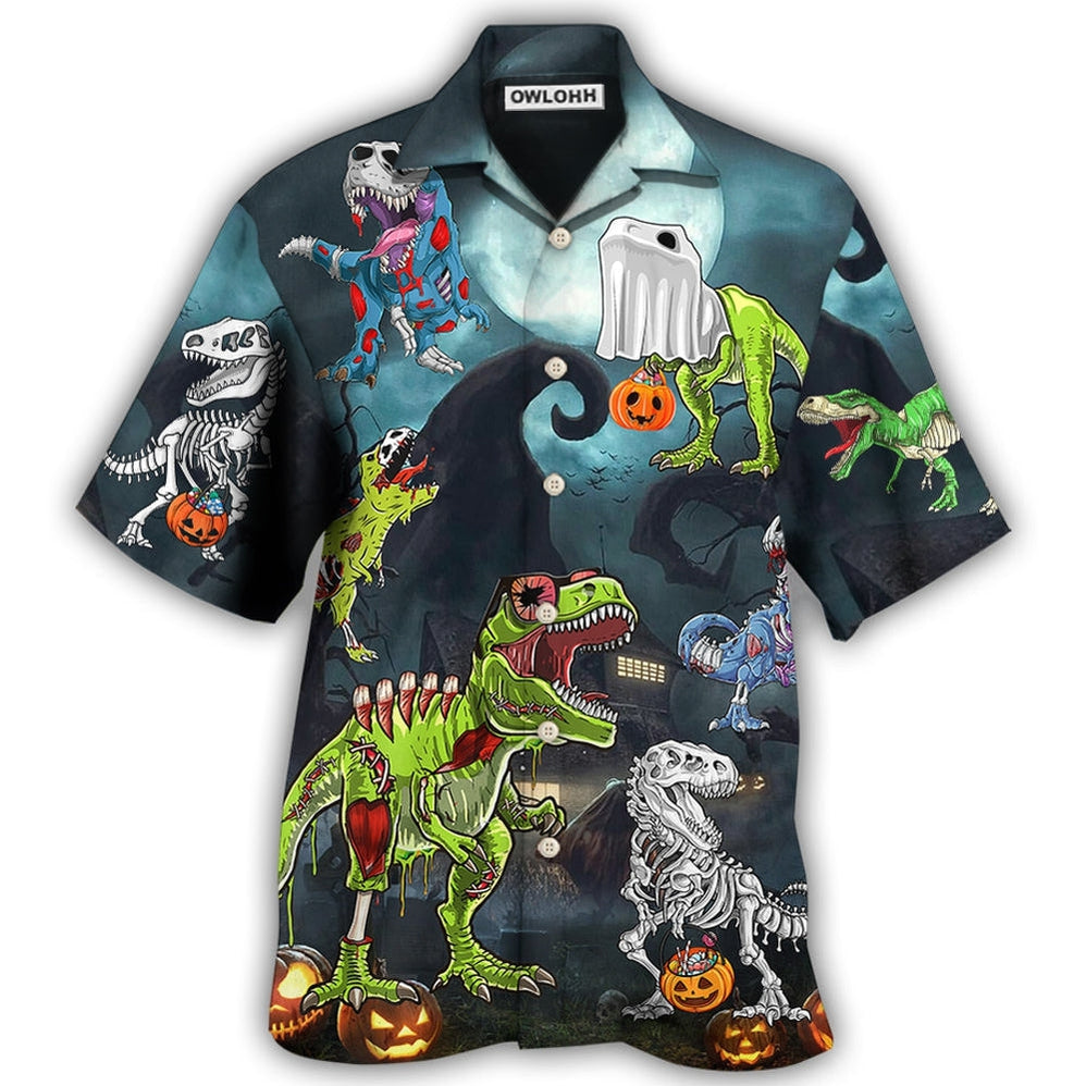 Hawaiian Shirt / Adults / S Halloween Zombie Saurus Scary - Hawaiian Shirt - Owls Matrix LTD