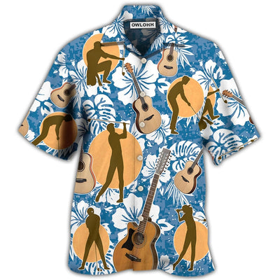 Hawaiian Shirt / Adults / S Guitar I Like Golf And Guitars - Hawaiian Shirt - Owls Matrix LTD