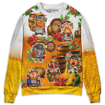 Sweater / S Viking Loves Beer Funny Christmas - Sweater - Ugly Christmas Sweaters - Owls Matrix LTD