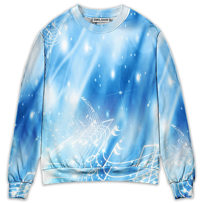 Sweater / S Music Musical Notes on A Dark Blue - Sweater - Ugly Christmas Sweaters - Owls Matrix LTD