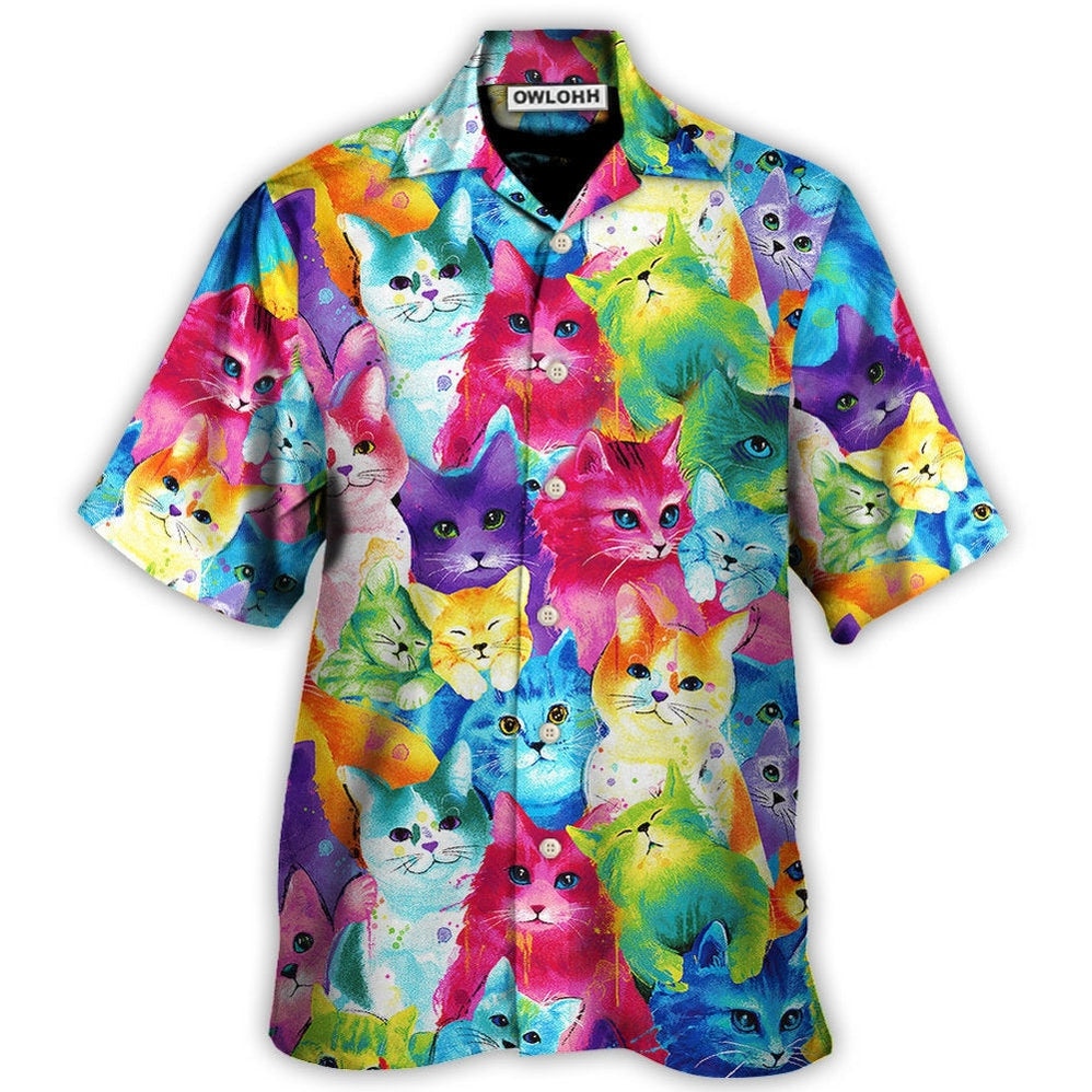 Hawaiian Shirt / Adults / S Cat Colorful Little Cute Kitten Happy Life - Hawaiian Shirt - Owls Matrix LTD