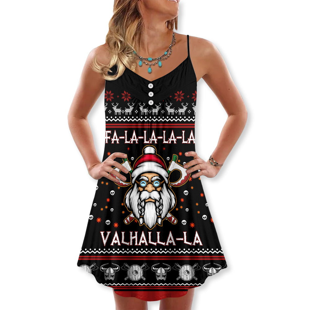 Viking Valhalla White And Red - V-neck Sleeveless Cami Dress - Owls Matrix LTD