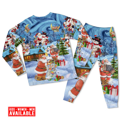 Women / S Christmas Santa And Snowman Best Friends - Pajamas Long Sleeve - Owls Matrix LTD