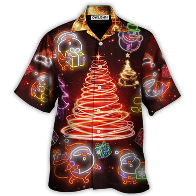 Hawaiian Shirt / Adults / S Christmas Funny Santa Claus Tree Red Neon Light Style - Hawaiian Shirt - Owls Matrix LTD