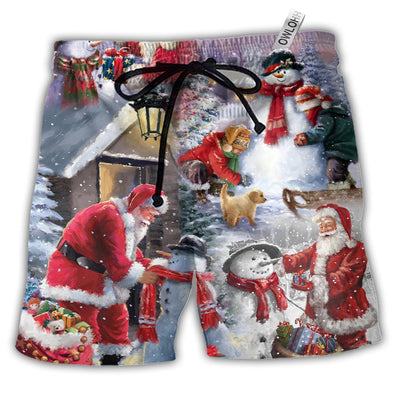 Christmas Santa Claus Buil Snowman Gift For You - Beach Short - Owls Matrix LTD