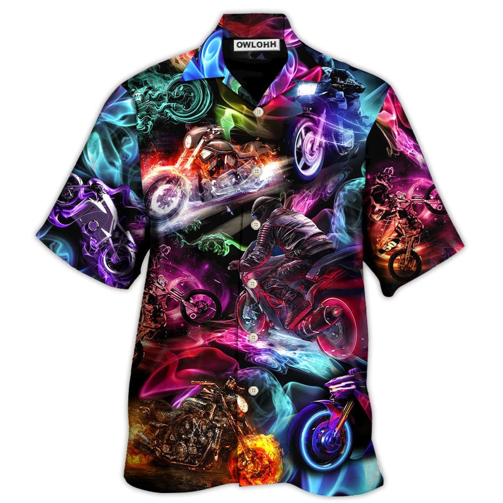 Hawaiian Shirt / Adults / S Motorcycle Racing Neon Light Colorful - Hawaiian Shirt - Owls Matrix LTD