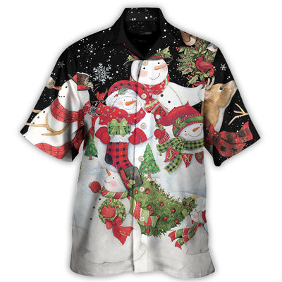 Hawaiian Shirt / Adults / S Christmas Cutie Snowman Happy Xmas Cardinal - Hawaiian Shirt - Owls Matrix LTD