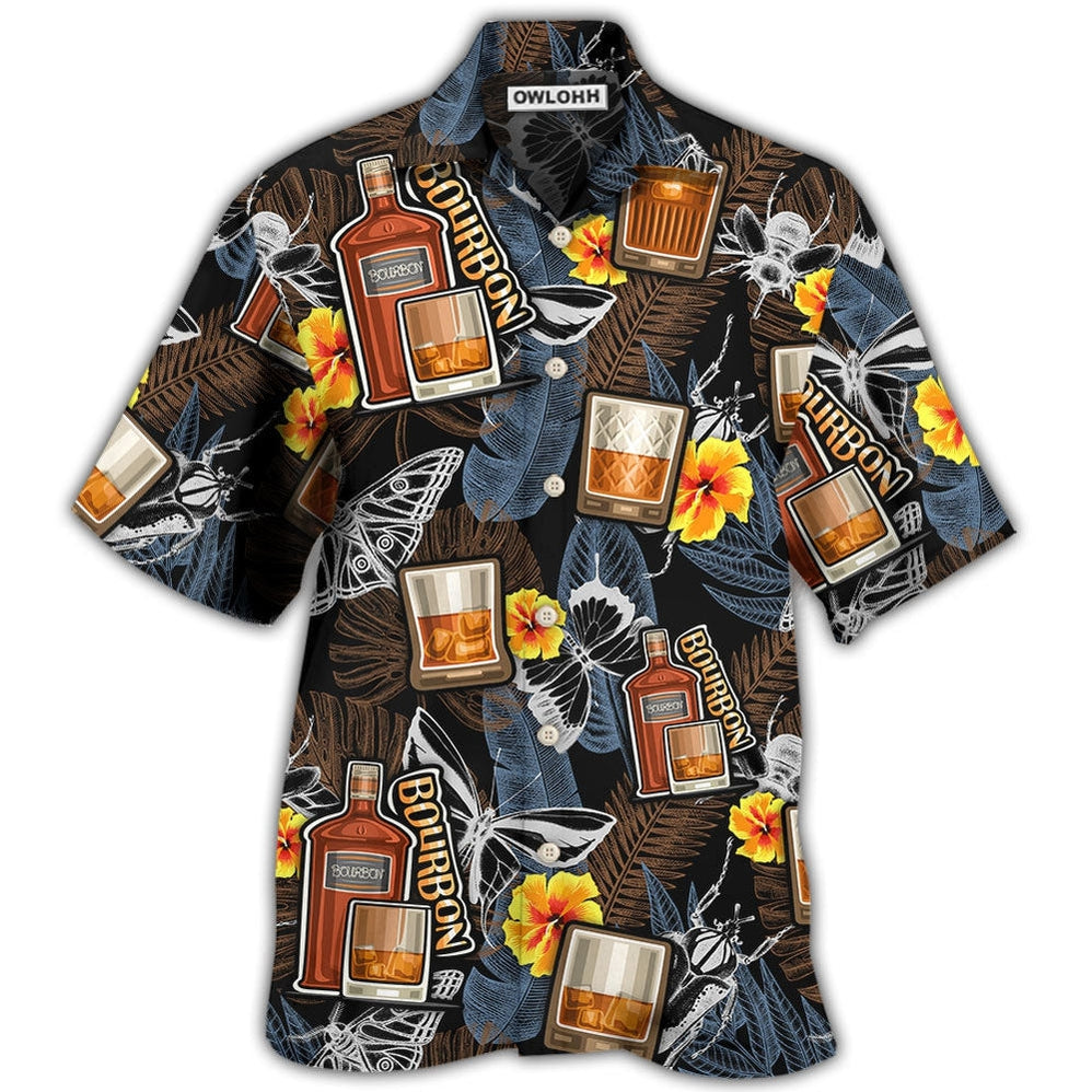 Hawaiian Shirt / Adults / S Wine Bourbon Drinking Butterflies Tropical - Hawaiian Shirt - Owls Matrix LTD