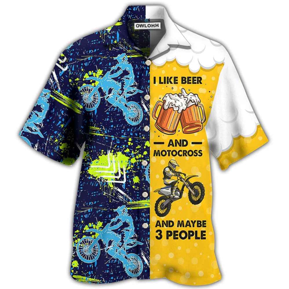 Hawaiian Shirt / Adults / S Beer I Like Beer And Motocross - Hawaiian Shirt - Owls Matrix LTD