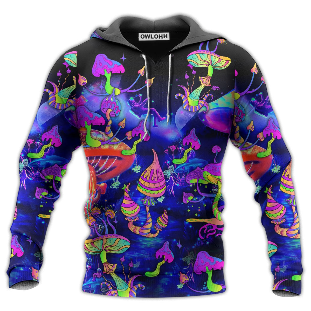Unisex Hoodie / S Hippie Mushroom Galaxy Neon Colorful Art - Hoodie - Owls Matrix LTD
