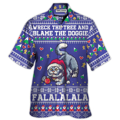 Hawaiian Shirt / Adults / S Cat Wreck The Tree And Blame The Doggies Christmas - Hawaiian Shirt - Owls Matrix LTD